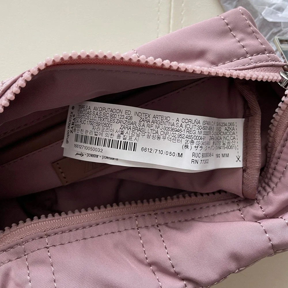 Zara Nylon Toiletry Bag w/ Topstitching Pink